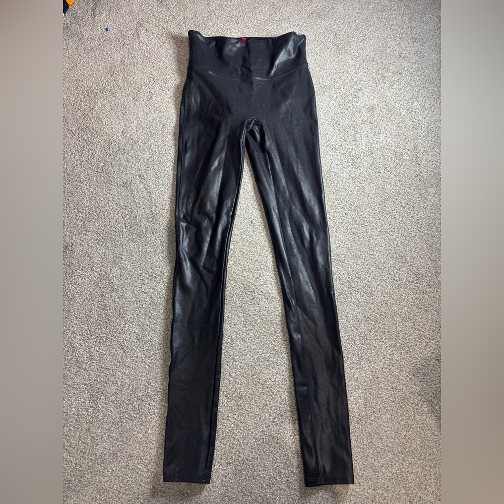 SPANX Leggings Faux Leather Black Womens Size S Shapewear leggings